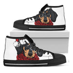 Christmas Santa Dachshund Print Black High Top Shoes