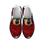 Christmas Santa Dachshund Print Black Slip On Shoes