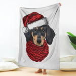 Christmas Santa Dachshund Print Blanket