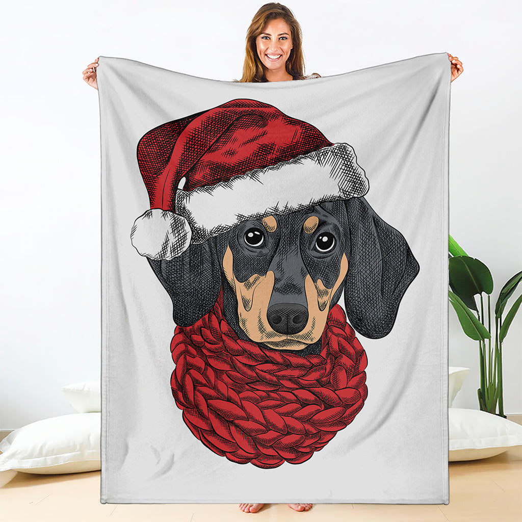 Christmas Santa Dachshund Print Blanket