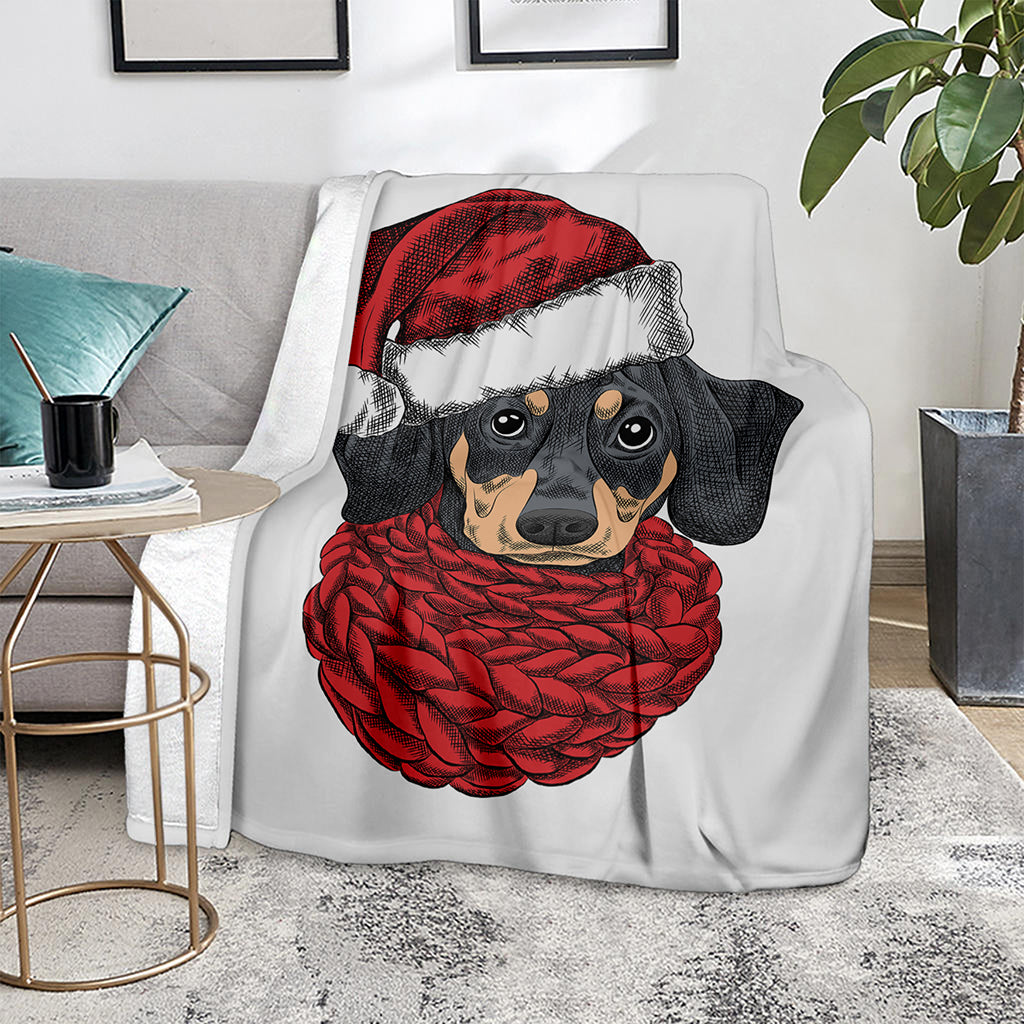 Christmas Santa Dachshund Print Blanket