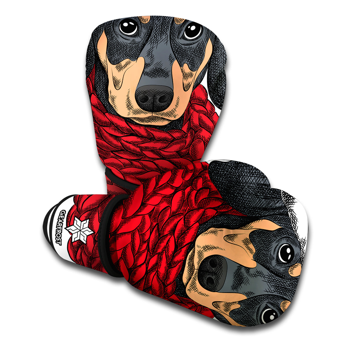 Christmas Santa Dachshund Print Boxing Gloves