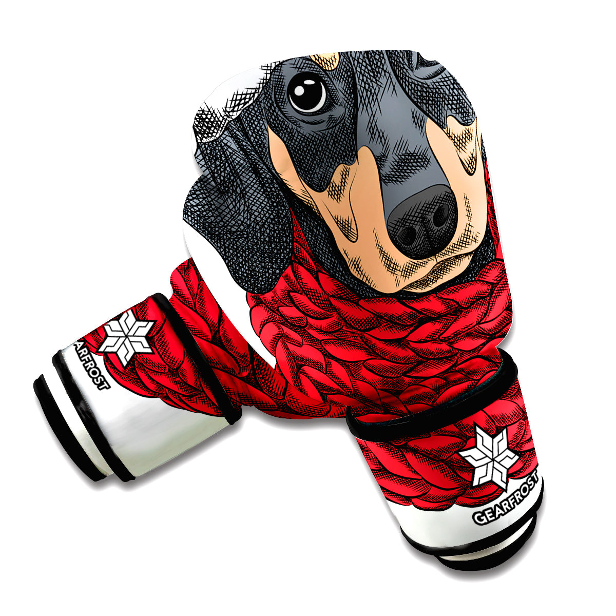 Christmas Santa Dachshund Print Boxing Gloves