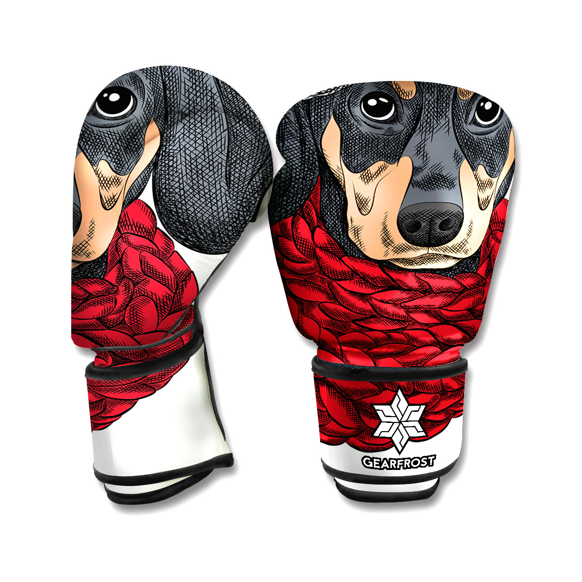 Christmas Santa Dachshund Print Boxing Gloves