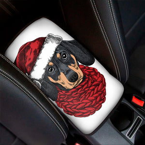 Christmas Santa Dachshund Print Car Center Console Cover