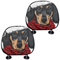 Christmas Santa Dachshund Print Car Headrest Covers