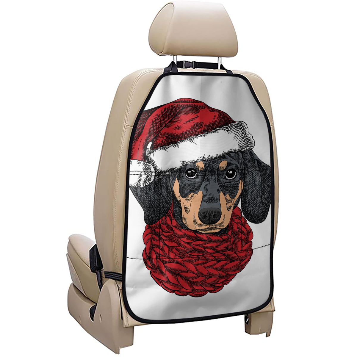 Christmas Santa Dachshund Print Car Seat Organizers