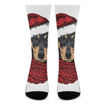 Christmas Santa Dachshund Print Crew Socks