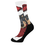 Christmas Santa Dachshund Print Crew Socks