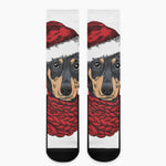 Christmas Santa Dachshund Print Crew Socks