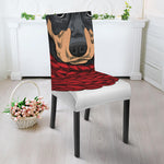 Christmas Santa Dachshund Print Dining Chair Slipcover