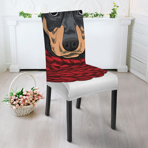 Christmas Santa Dachshund Print Dining Chair Slipcover