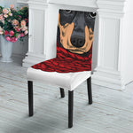 Christmas Santa Dachshund Print Dining Chair Slipcover