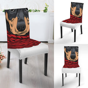 Christmas Santa Dachshund Print Dining Chair Slipcover