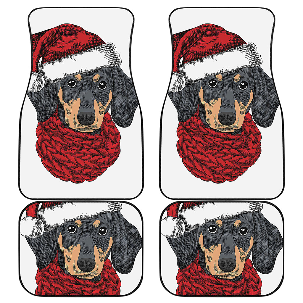 Christmas Santa Dachshund Print Front and Back Car Floor Mats