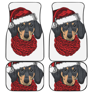 Christmas Santa Dachshund Print Front and Back Car Floor Mats