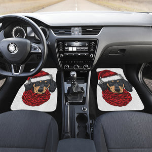 Christmas Santa Dachshund Print Front and Back Car Floor Mats