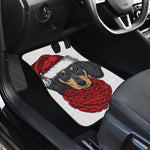 Christmas Santa Dachshund Print Front and Back Car Floor Mats