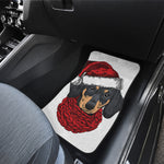 Christmas Santa Dachshund Print Front and Back Car Floor Mats