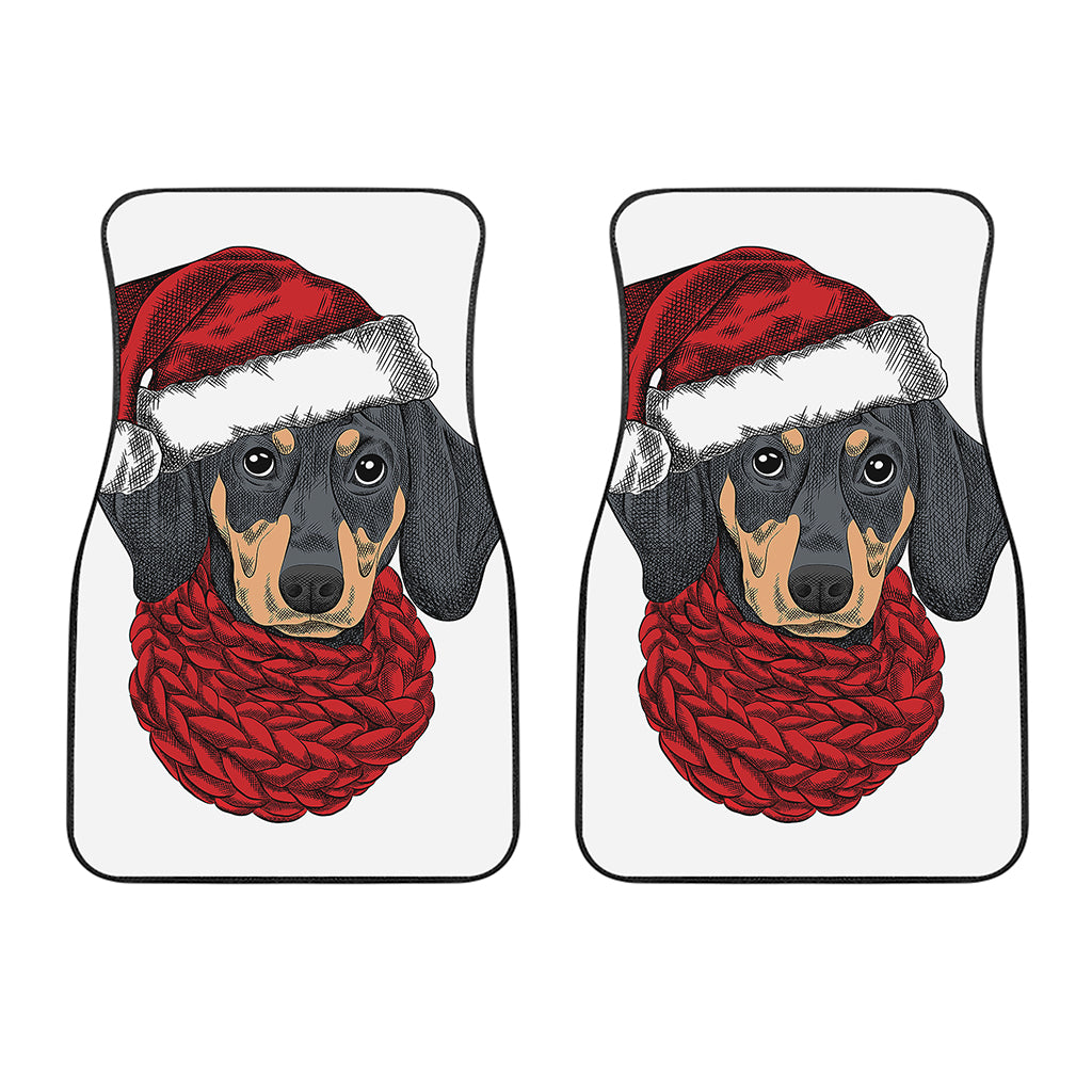 Christmas Santa Dachshund Print Front Car Floor Mats