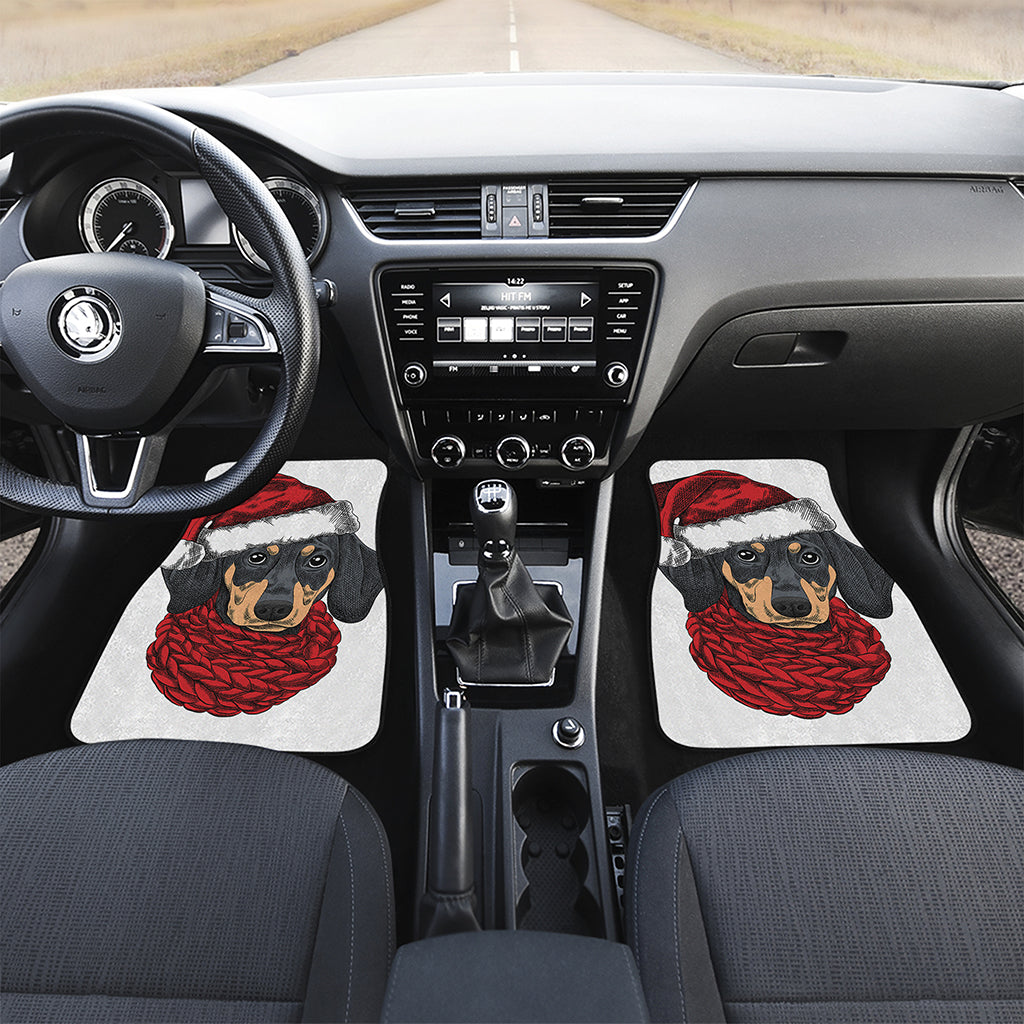 Christmas Santa Dachshund Print Front Car Floor Mats