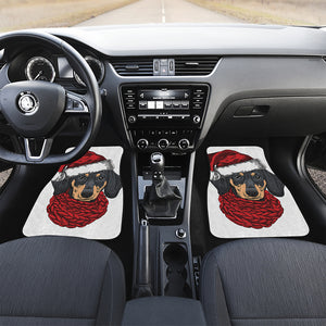 Christmas Santa Dachshund Print Front Car Floor Mats