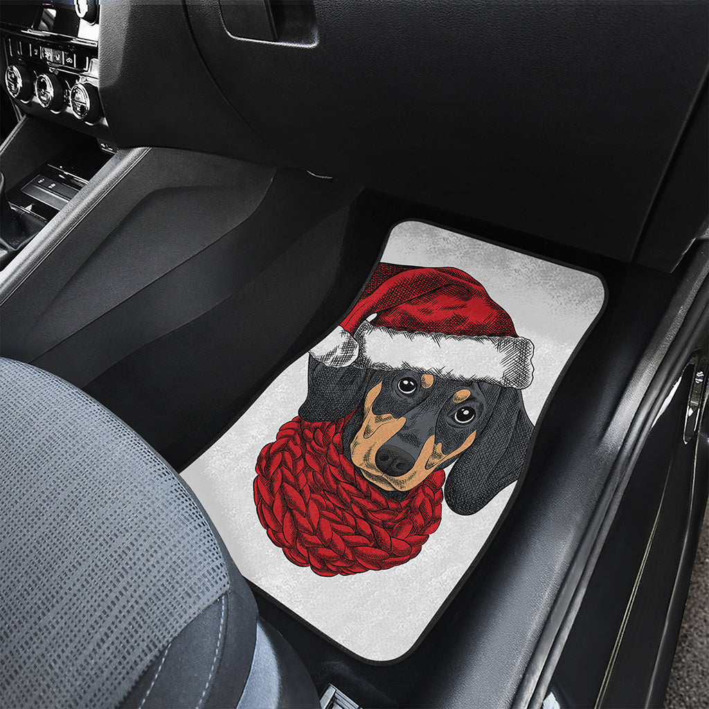 Christmas Santa Dachshund Print Front Car Floor Mats