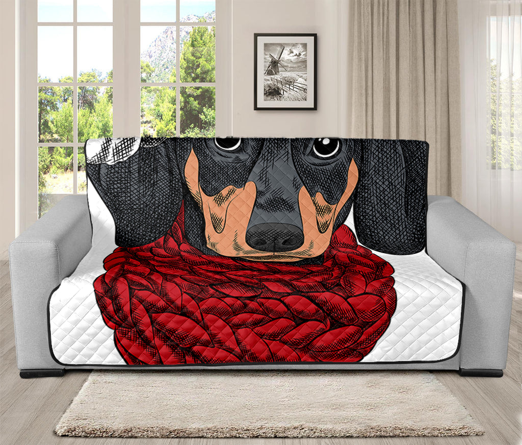 Christmas Santa Dachshund Print Futon Protector