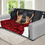 Christmas Santa Dachshund Print Futon Protector