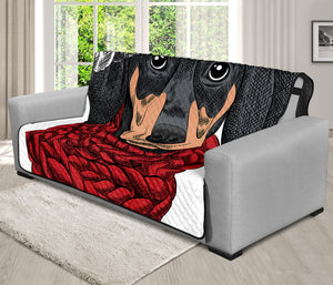 Christmas Santa Dachshund Print Futon Protector