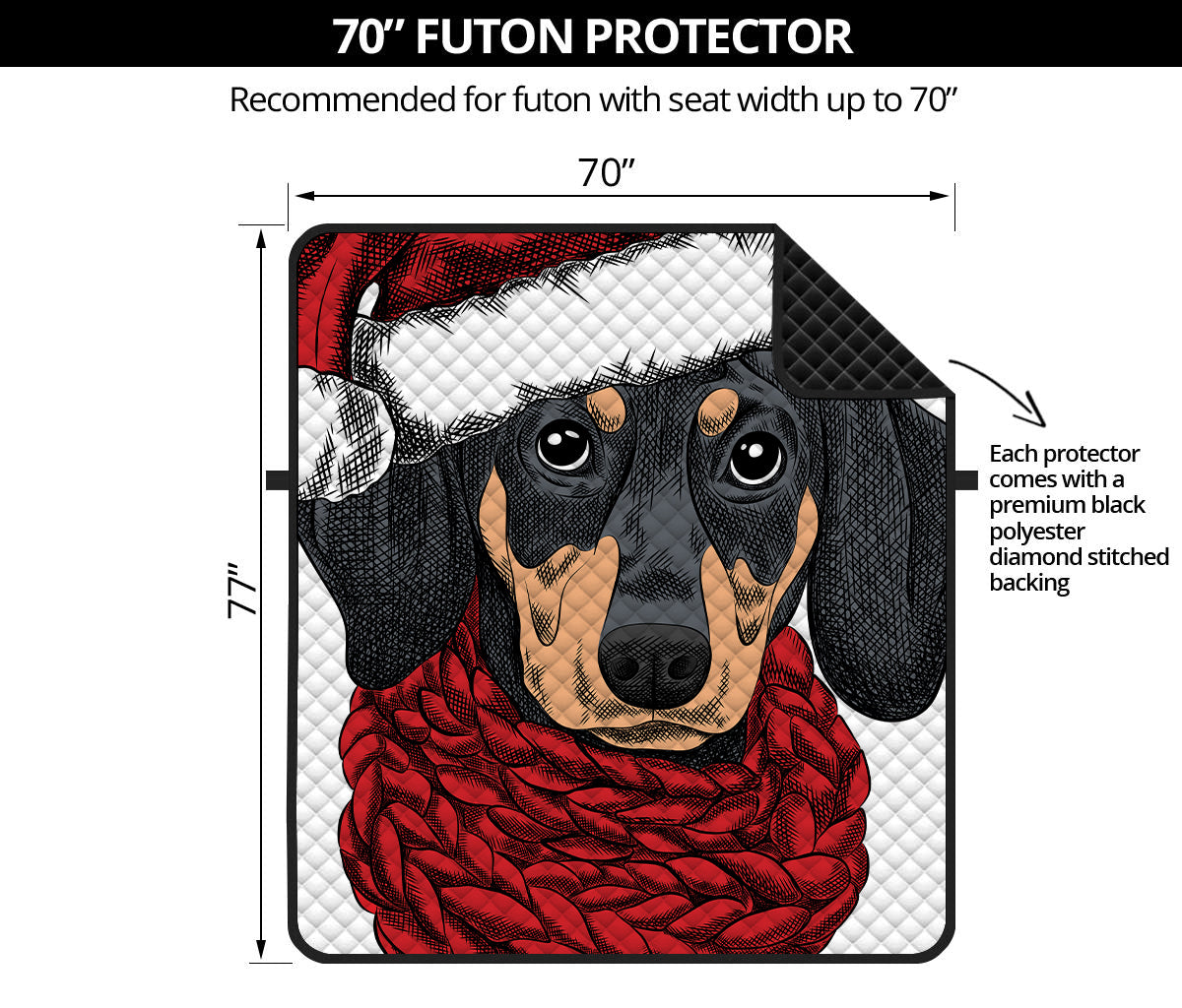 Christmas Santa Dachshund Print Futon Protector