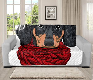 Christmas Santa Dachshund Print Futon Protector