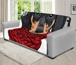 Christmas Santa Dachshund Print Futon Protector