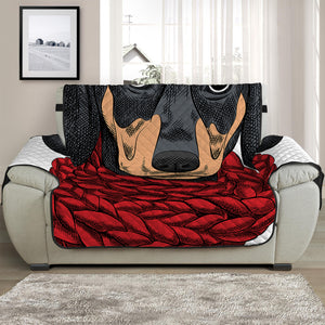 Christmas Santa Dachshund Print Half Sofa Protector