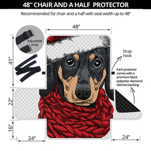 Christmas Santa Dachshund Print Half Sofa Protector