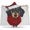 Christmas Santa Dachshund Print Hooded Blanket