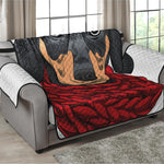 Christmas Santa Dachshund Print Loveseat Protector