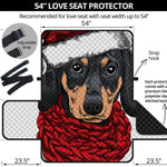 Christmas Santa Dachshund Print Loveseat Protector