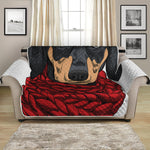 Christmas Santa Dachshund Print Loveseat Protector