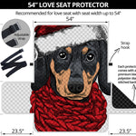 Christmas Santa Dachshund Print Loveseat Protector