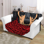 Christmas Santa Dachshund Print Loveseat Slipcover