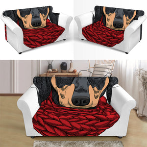 Christmas Santa Dachshund Print Loveseat Slipcover