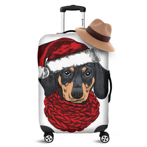 Christmas Santa Dachshund Print Luggage Cover