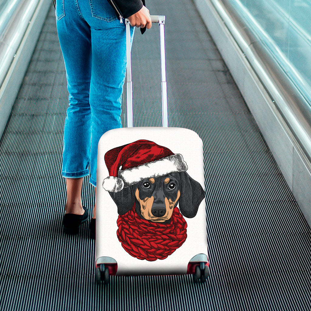 Christmas Santa Dachshund Print Luggage Cover