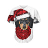 Christmas Santa Dachshund Print Men's Baseball Jersey