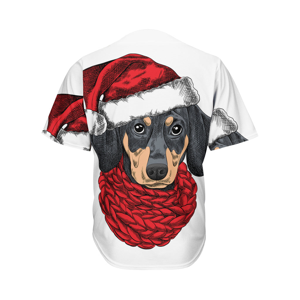 Christmas Santa Dachshund Print Men's Baseball Jersey