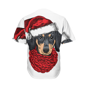 Christmas Santa Dachshund Print Men's Baseball Jersey