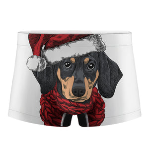 Christmas Santa Dachshund Print Men's Boxer Briefs