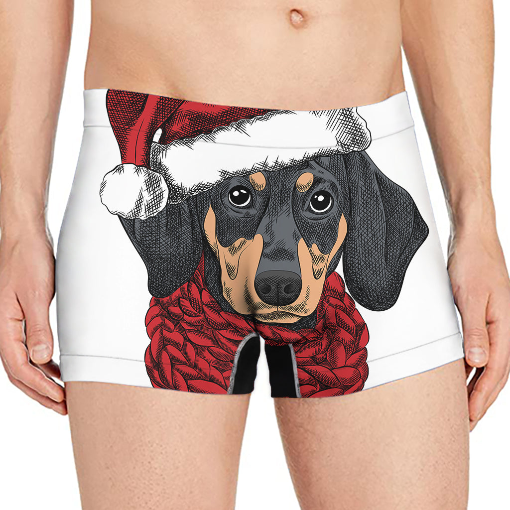 Christmas Santa Dachshund Print Men's Boxer Briefs