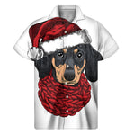 Christmas Santa Dachshund Print Men's Short Sleeve Shirt